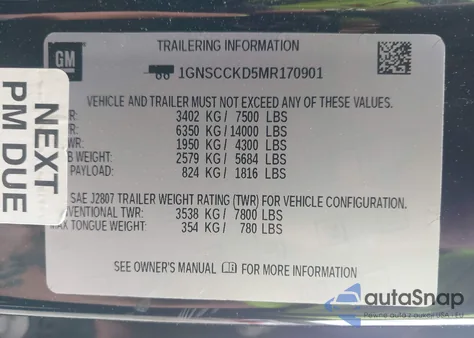 2021 Chevrolet Suburban 2Wd Lt from USA, damaged, VIN 1GNSCCKD5MR170901